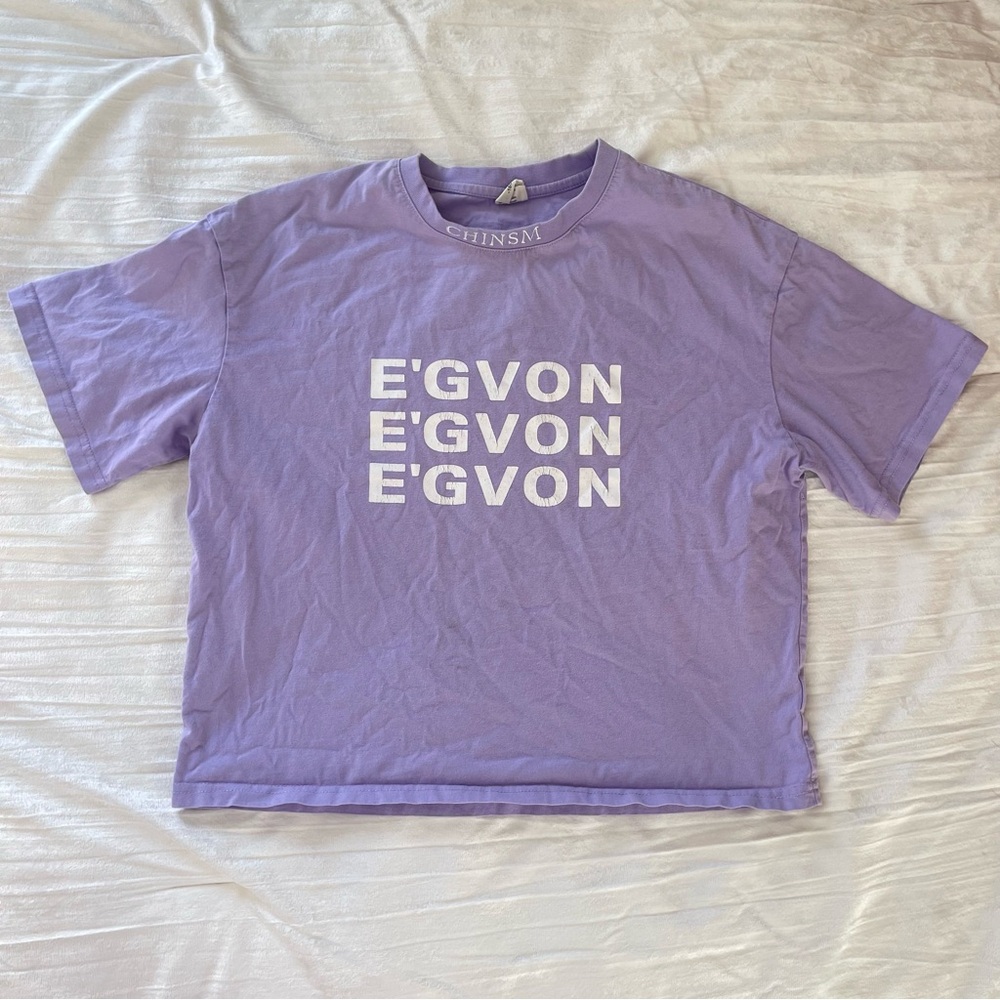 L’egvon purple crop oversized graphic tee - small
